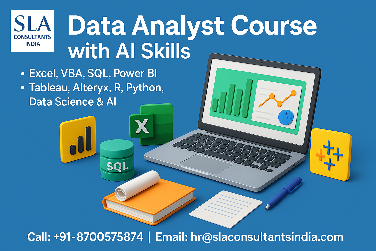 Data Analyst Course in Delhi, Build Industry-Relevant Expertise for Analytics and BI Opportunities, Free Alteryx, Prompt Engineering in Analytics & Gen AI Skills with Google Certification Support by SLA Consultants India