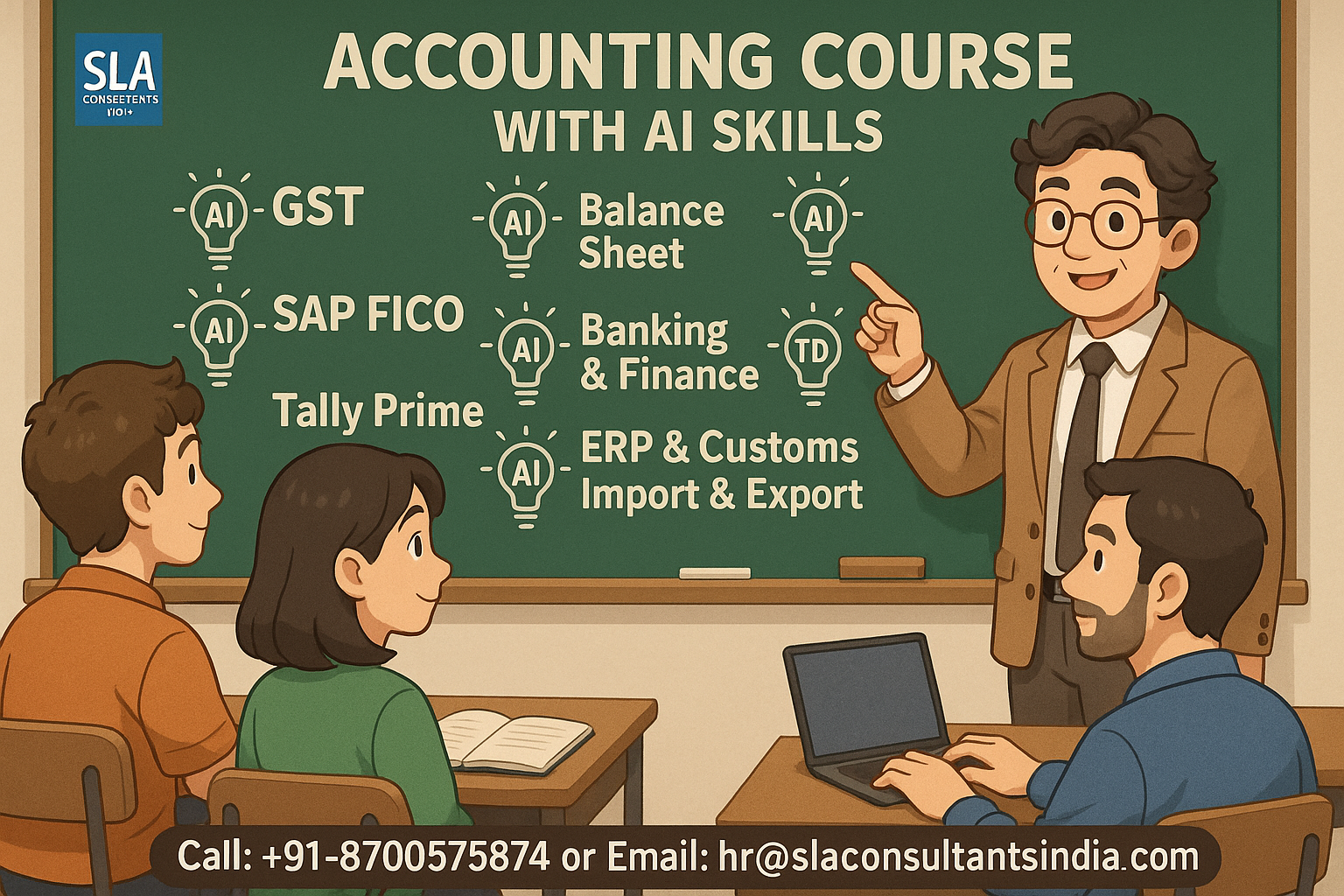 Accounting Course in Delhi for Successful Career in Top MNCs | Learn TDS, BSF, Tally Prime, Excel, Banking & Finance | Free SAP FICO & HR Payroll with GST Certification by SLA Consultants India